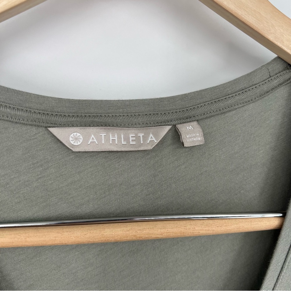 Athleta Central Cotton Stretch Dress Sage Green Size Medium - Picture 4 of 9